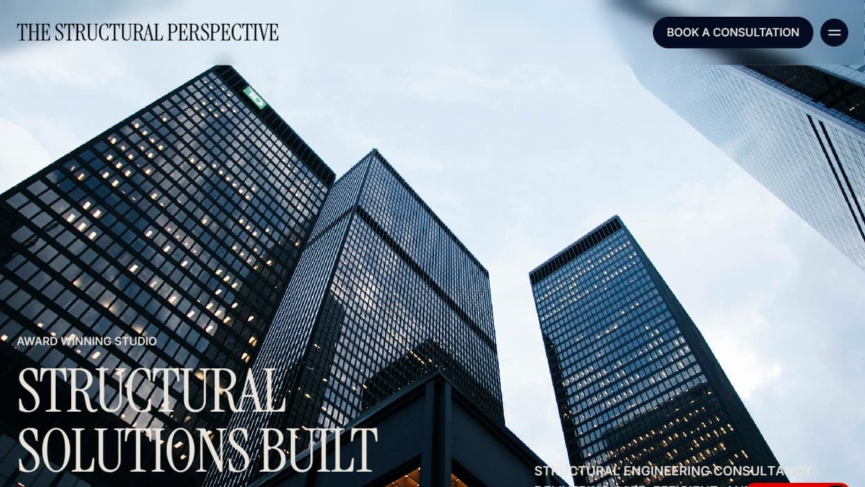 Screenshot of The Structural Perspective website featuring high-rise architecture and engineering content